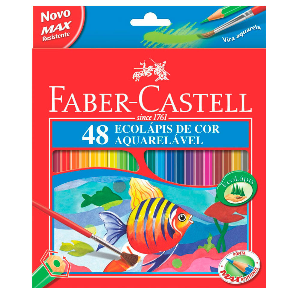 Estojo Lápis de Cor Ecolápis Aquarelável 48 Cores Estojo Metálico - Faber-castell 120248g