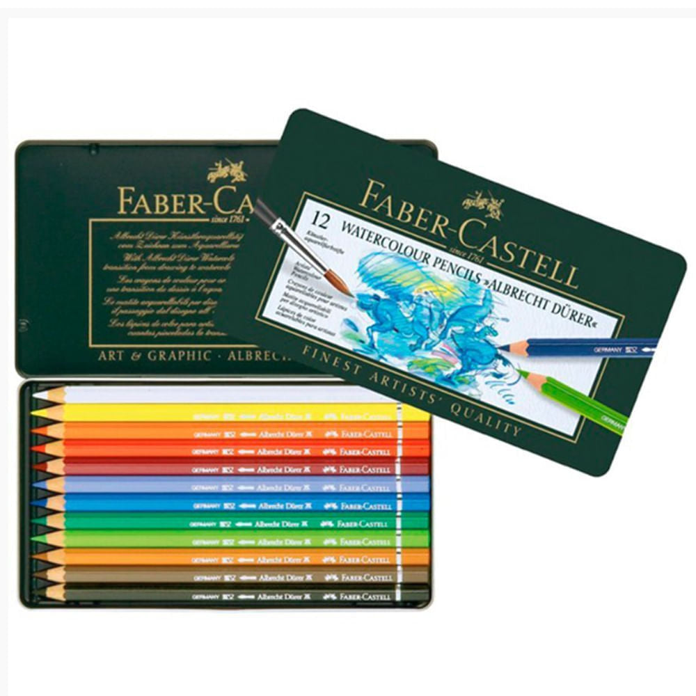 Estojo Lápis de Cor Aquarelável Albrecht Dürer 12 Cores Faber-castell 117512