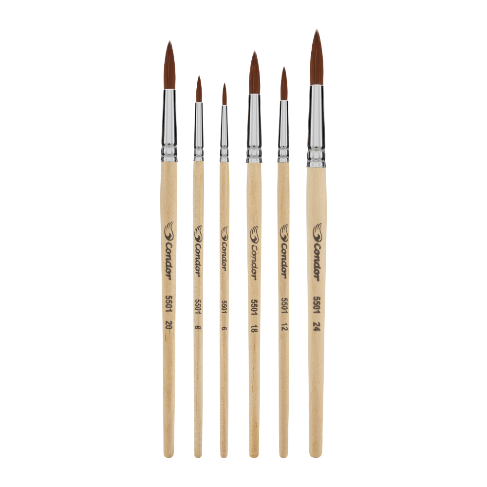 Kit Pincel Artístico Condor 5501 Redondo Filamento Sintético 6 Unidades?