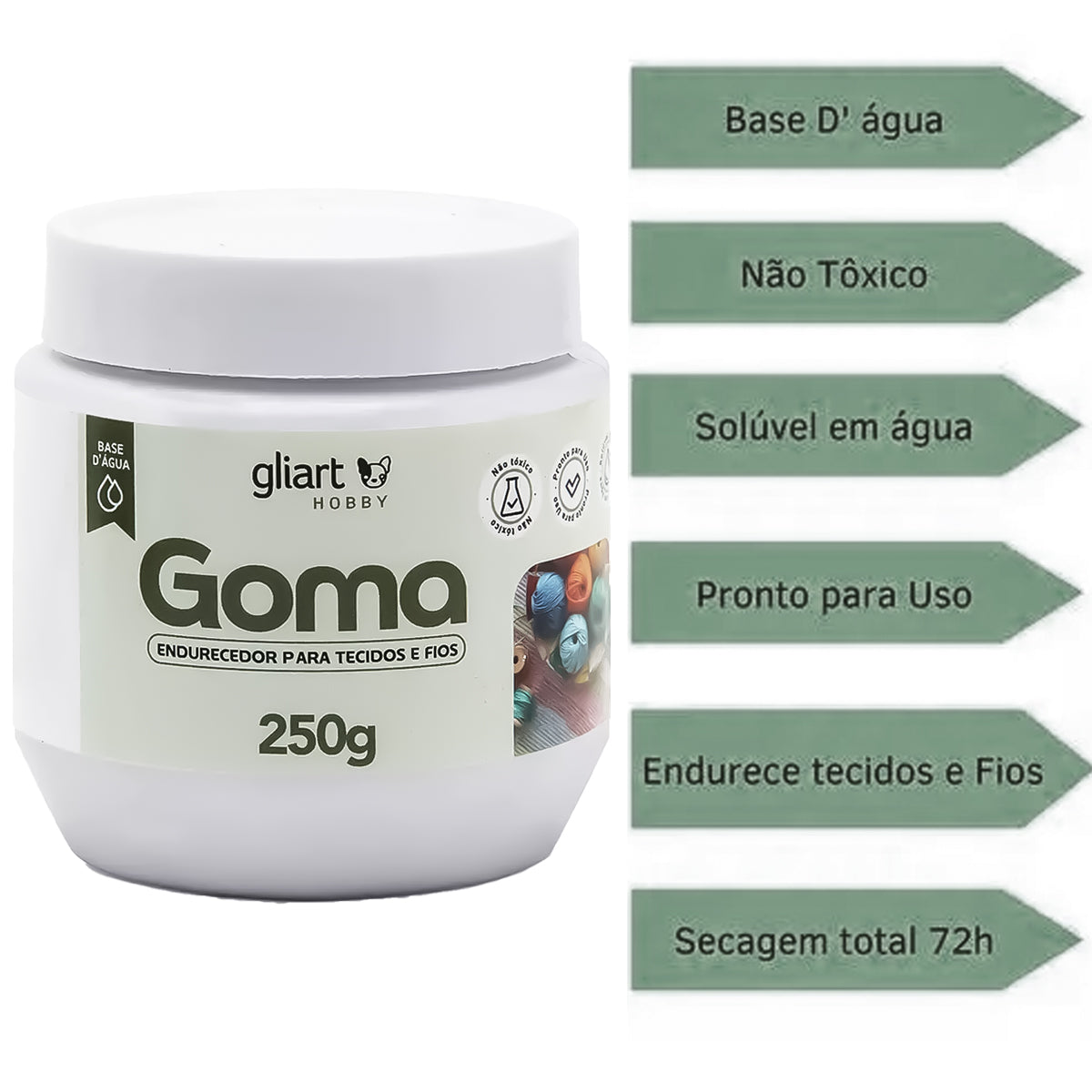 Goma Endurecedor para Tecido 250g Gliart 