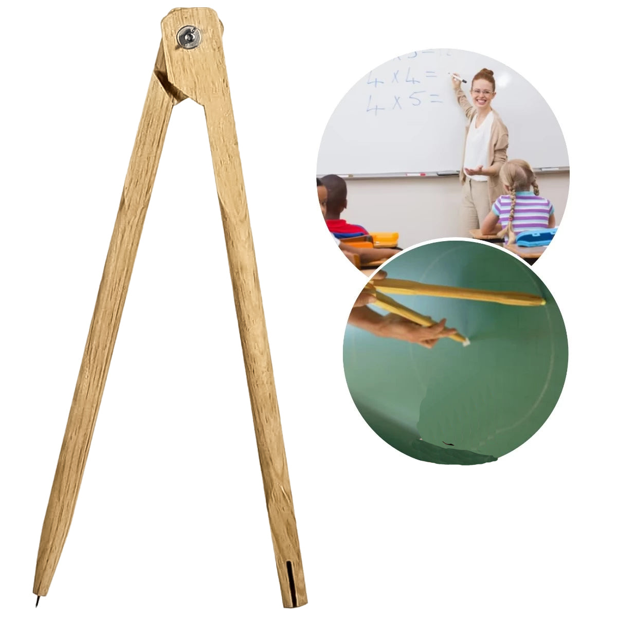 Compasso de Madeira para Giz Souza 40cm Quadro Verde Pinus Luxo