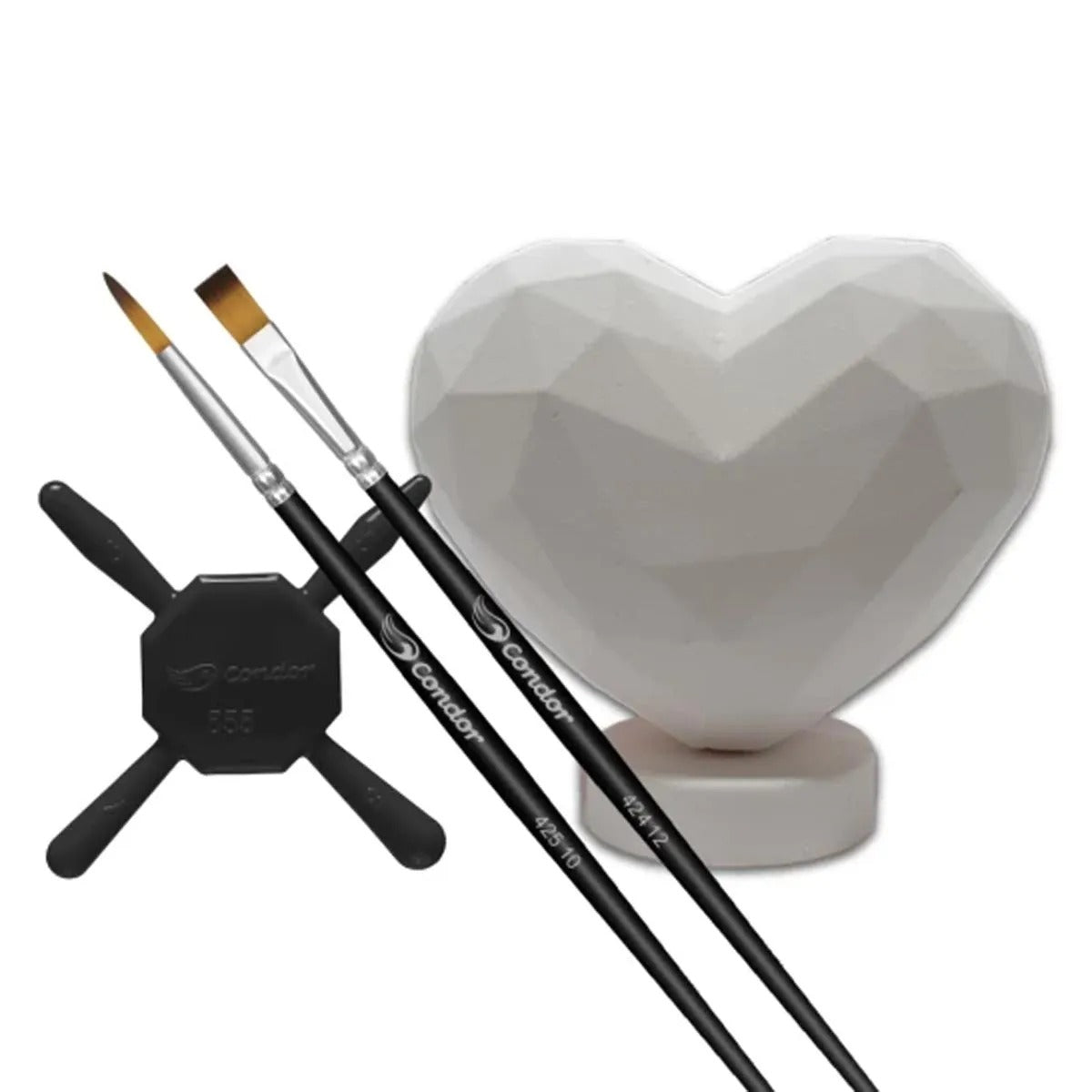 Kit Arte Condor 95 Art Love Pinte Você Mesmo com Pincéis e Coração de Gesso
