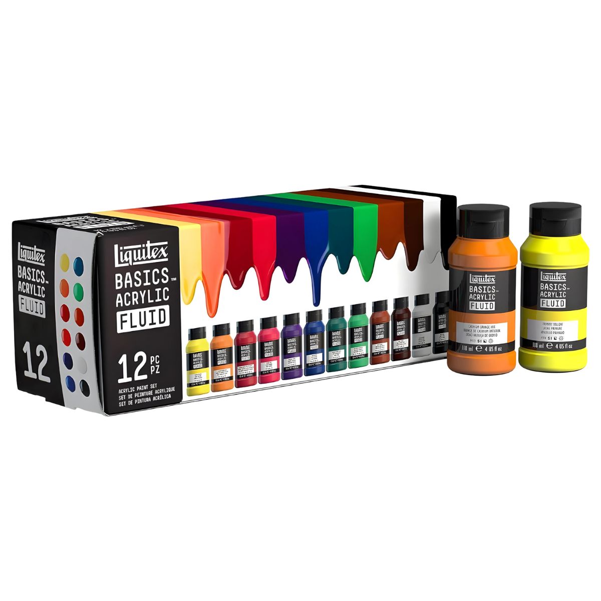 Estojo de Tinta Acrílica Liquitex Basics Fluid 118ml com 12 Cores