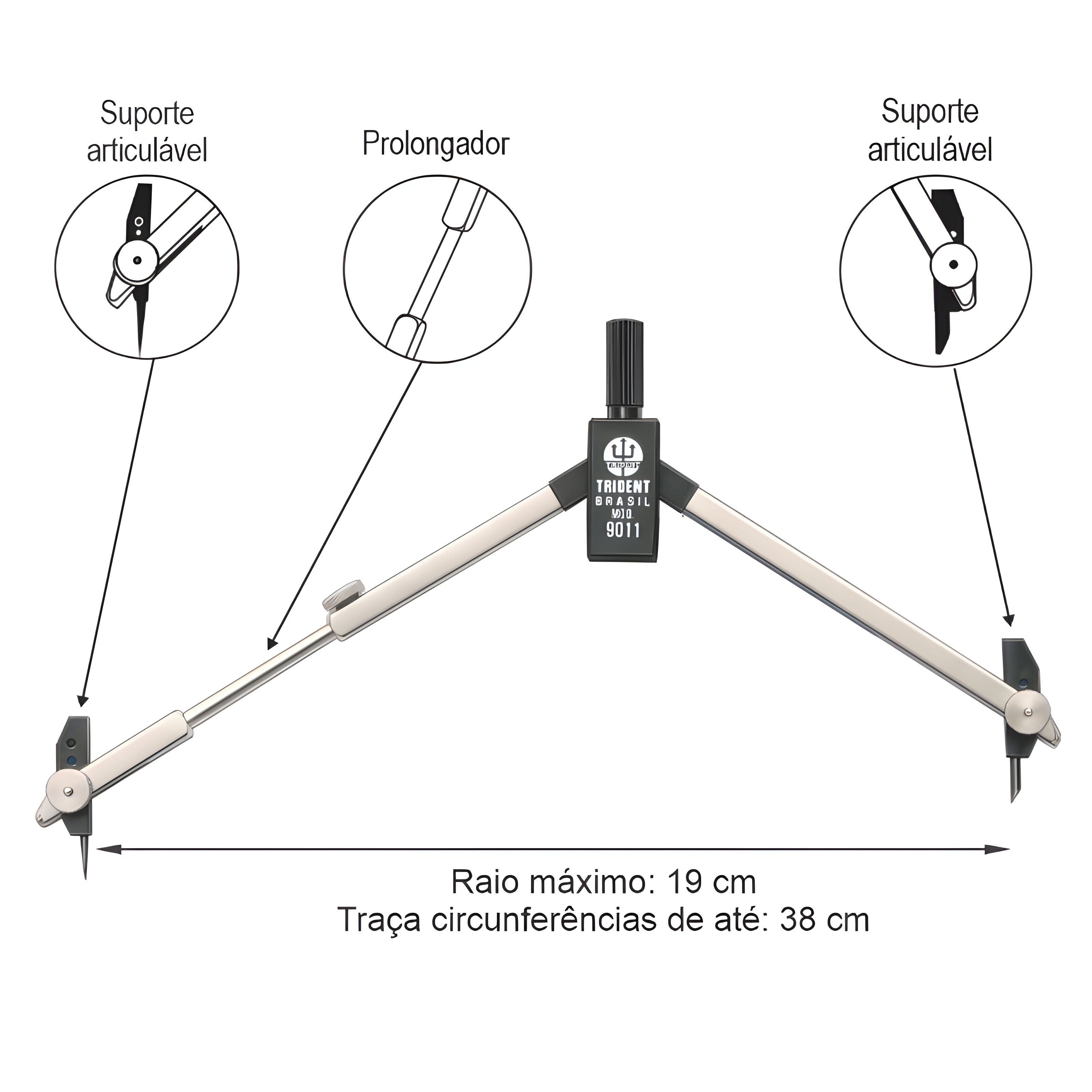 Compasso Técnico Compacto Trident - Modelo 9011