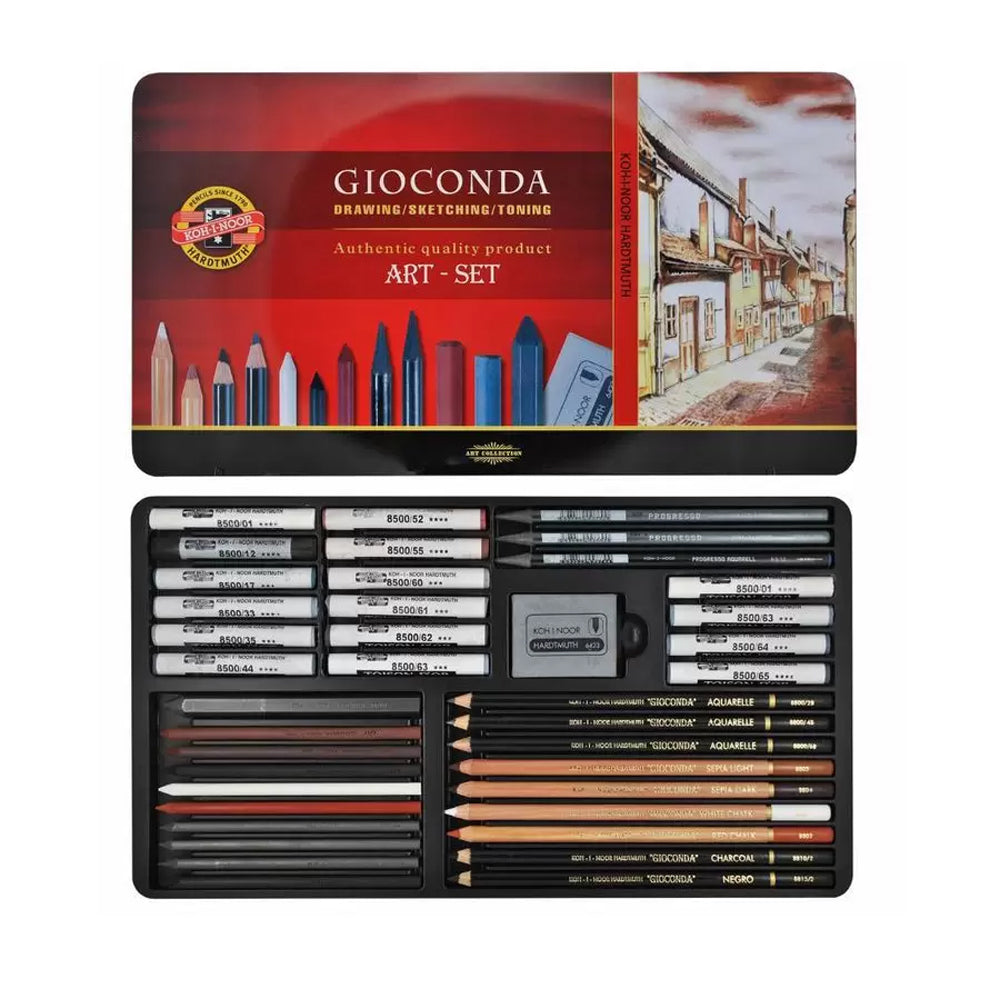 Estojo Metálico Lápis Pastel Gioconda Desenho 40 Itens - Koh-i-noor - 8891