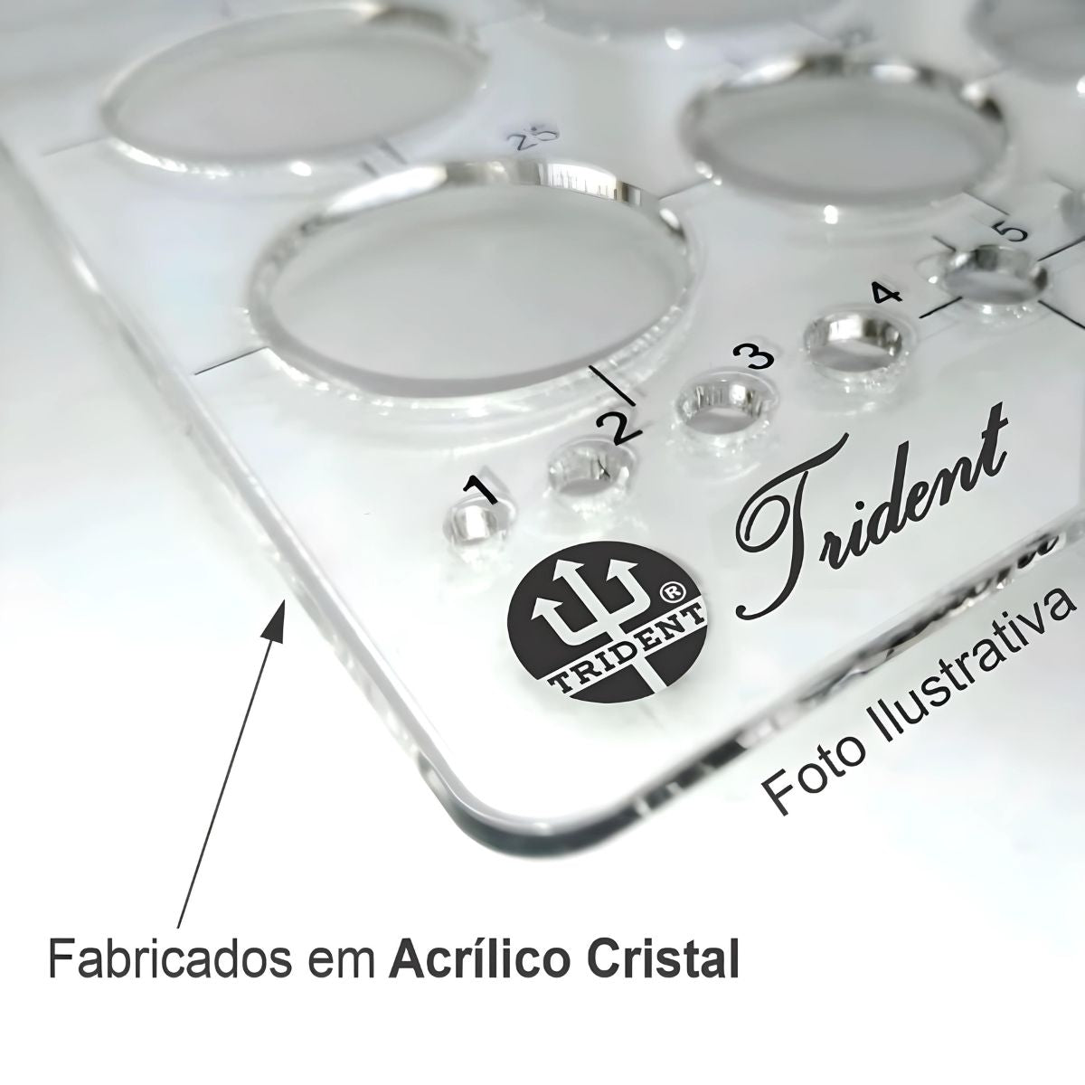 Gabarito Trident Desetec Legendas 17 X 7 Cm - Modelo 4385 com Guias para Escrita Manual de 2,5 a 7 Mm

