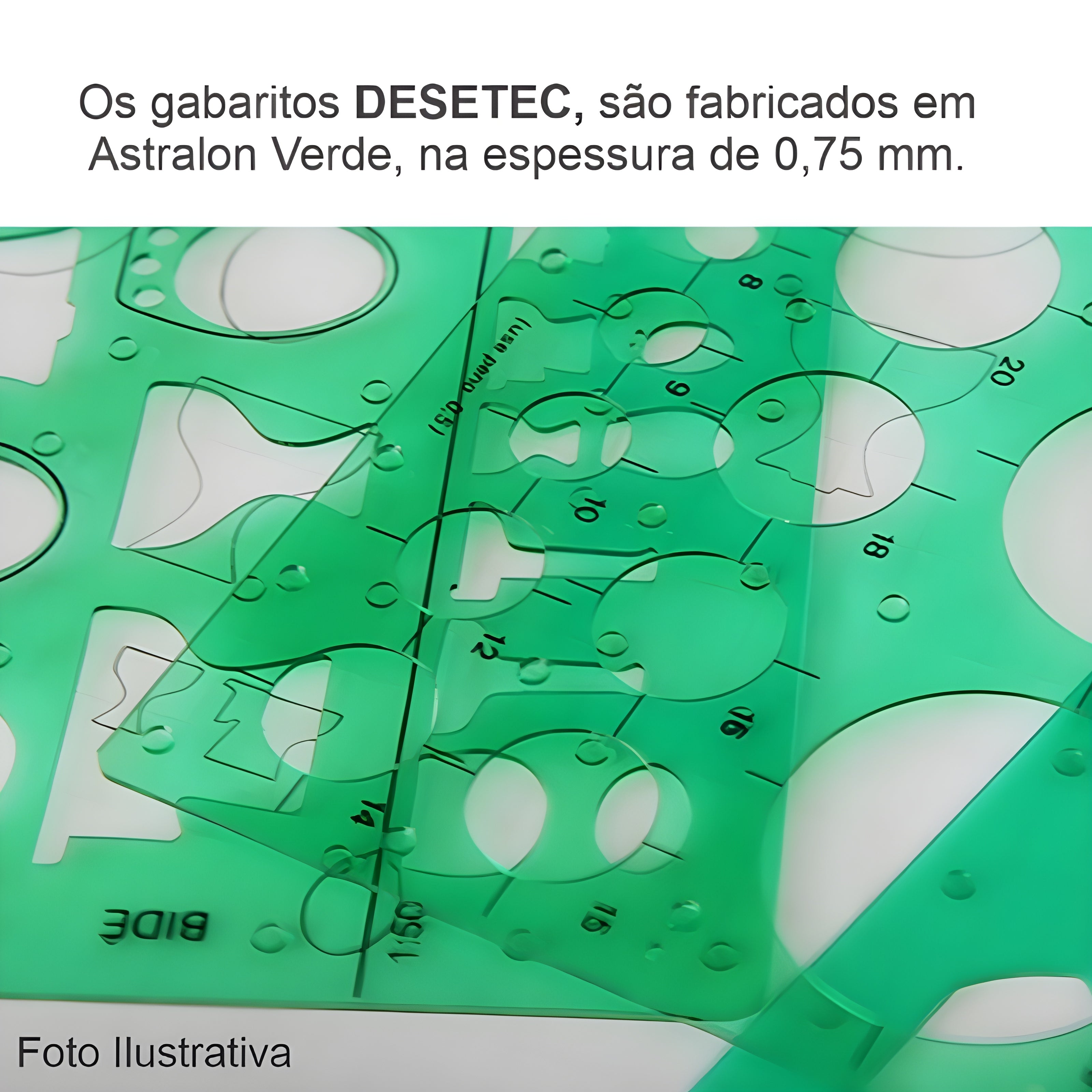 Gabarito Trident Sanitários Modelo 4373 - 21,5 X 15 Cm - Escalas 1:20 | 1:50 | 1:100 - Astralon com Ressalto para Tinta