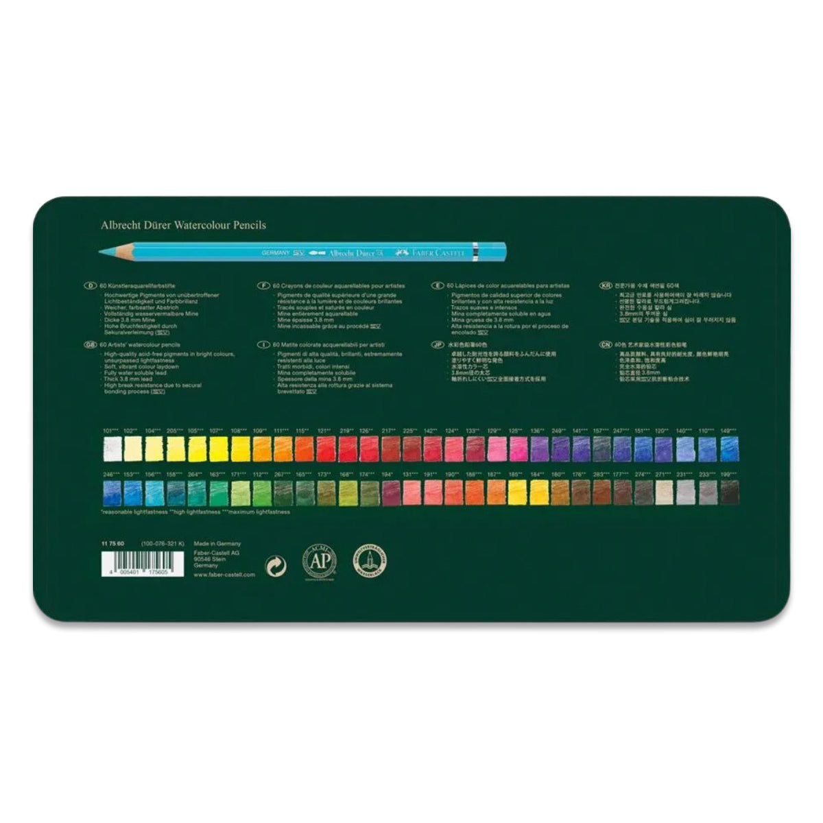 Estojo Lápis de Cor Aquarelável Albrecht Dürer 60 Cores Faber-castell 117560