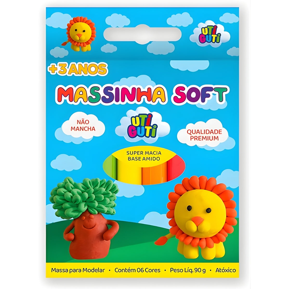 Estojo Massinha Soft para Modelar 90g com 6 Cores - Utiguti