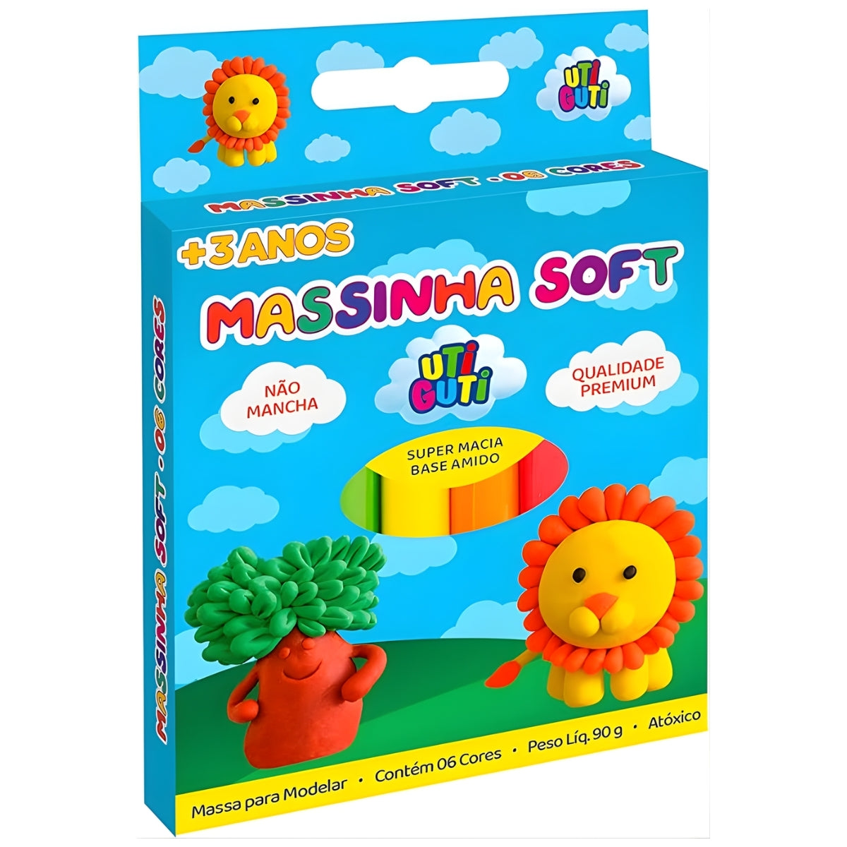 Estojo Massinha Soft para Modelar 90g com 6 Cores - Utiguti
