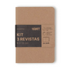 Kit Caderneta Revista Cicero 9x13cm 64 Páginas Kraft sem Pauta com 3 Unidades