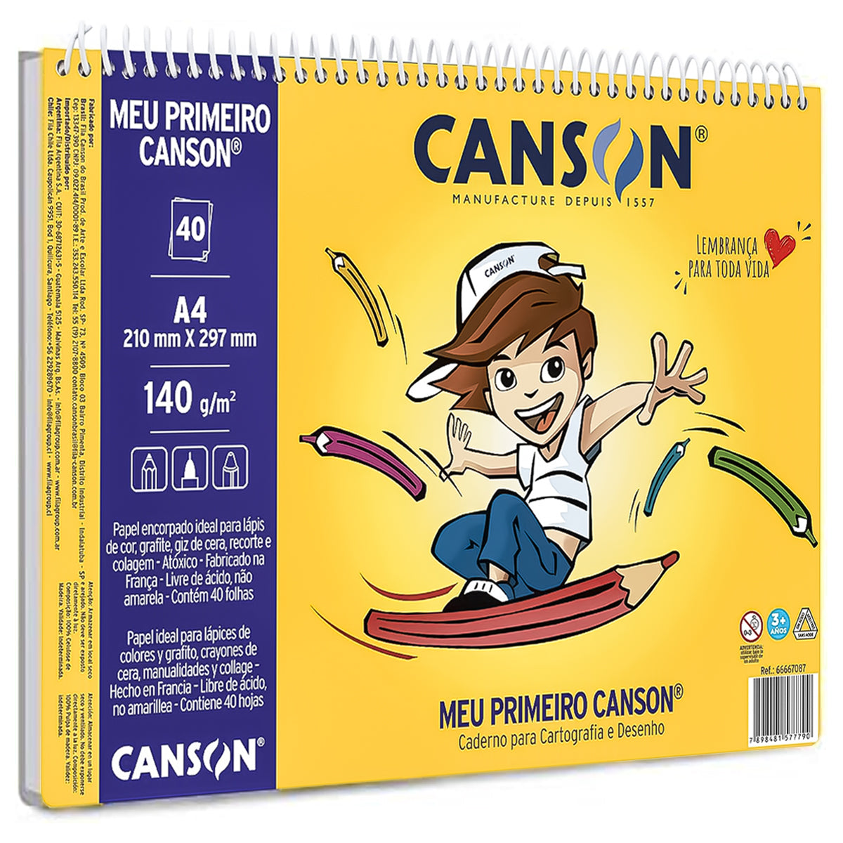 Bloco Papel Bl Espiral Meu Primeiro Canson 140gr A4 40 Folhas - 66667087