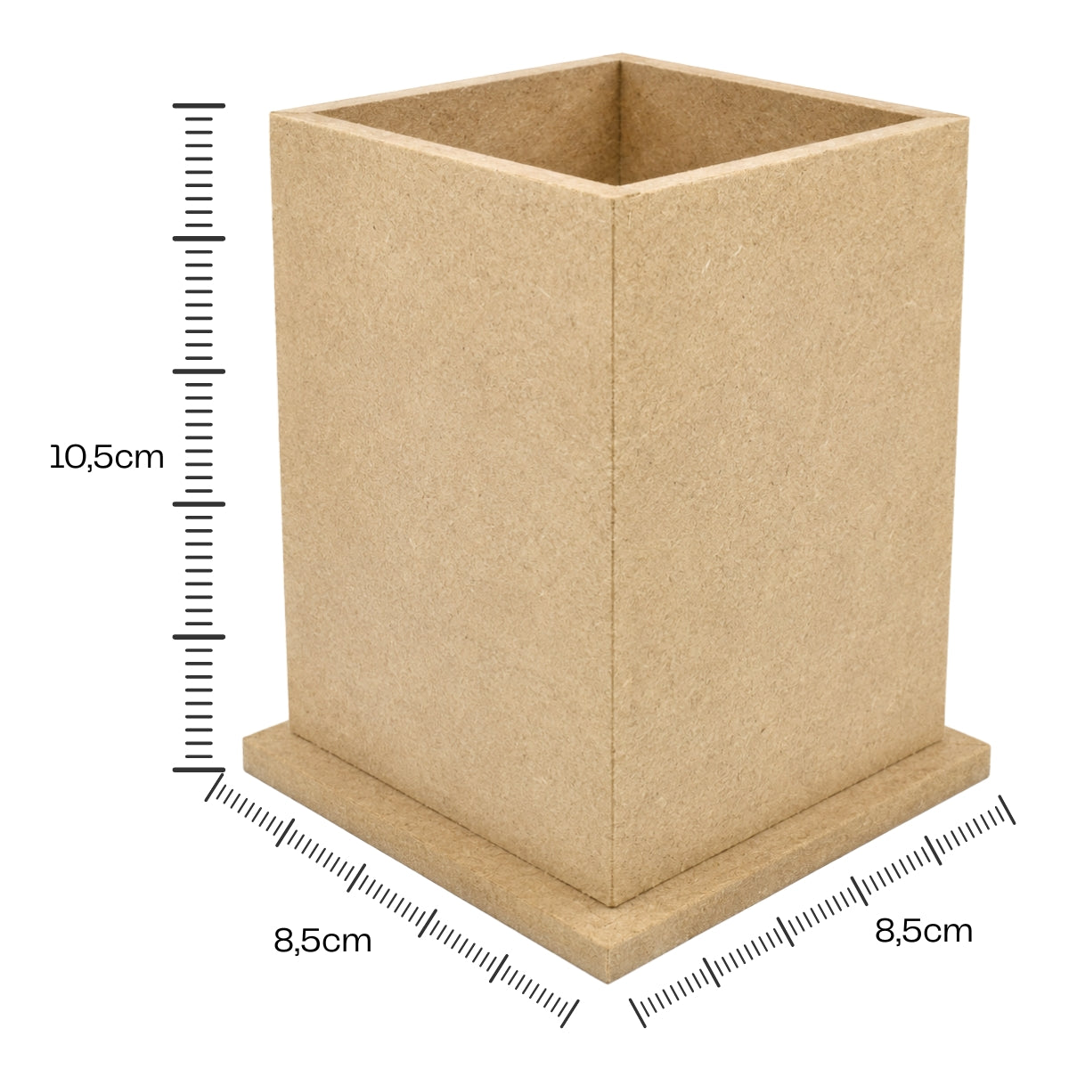 Porta Lápis com Base Mdf Cru 8,5x8,8x10,5cm