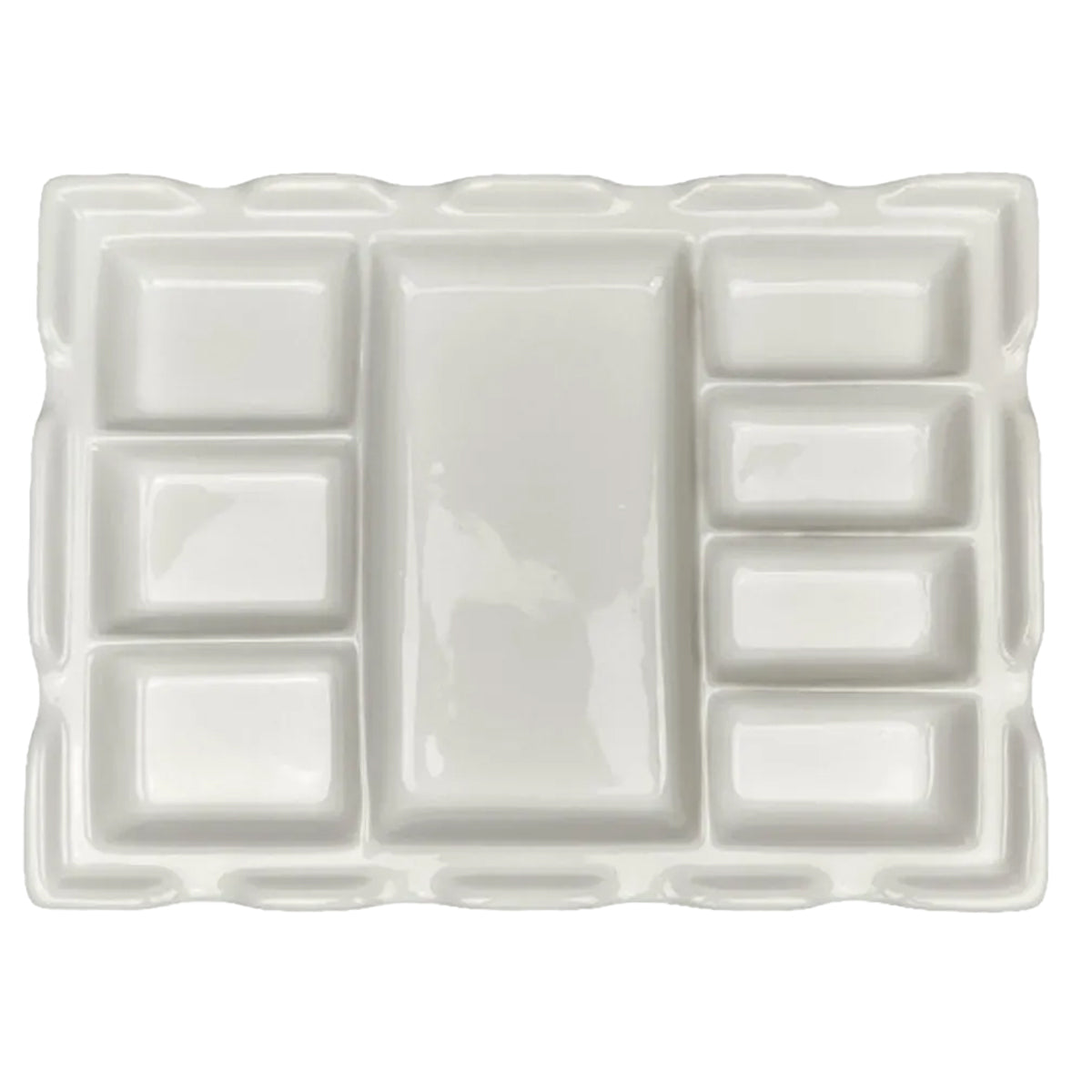 Godê de Porcelana Sinoart Retangular 17,5x23,5cm com 8 Cavidades