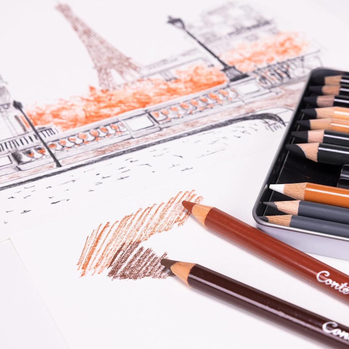 Estojo Lápis para Desenho Conté À Paris Sketch Set com 12 Cores