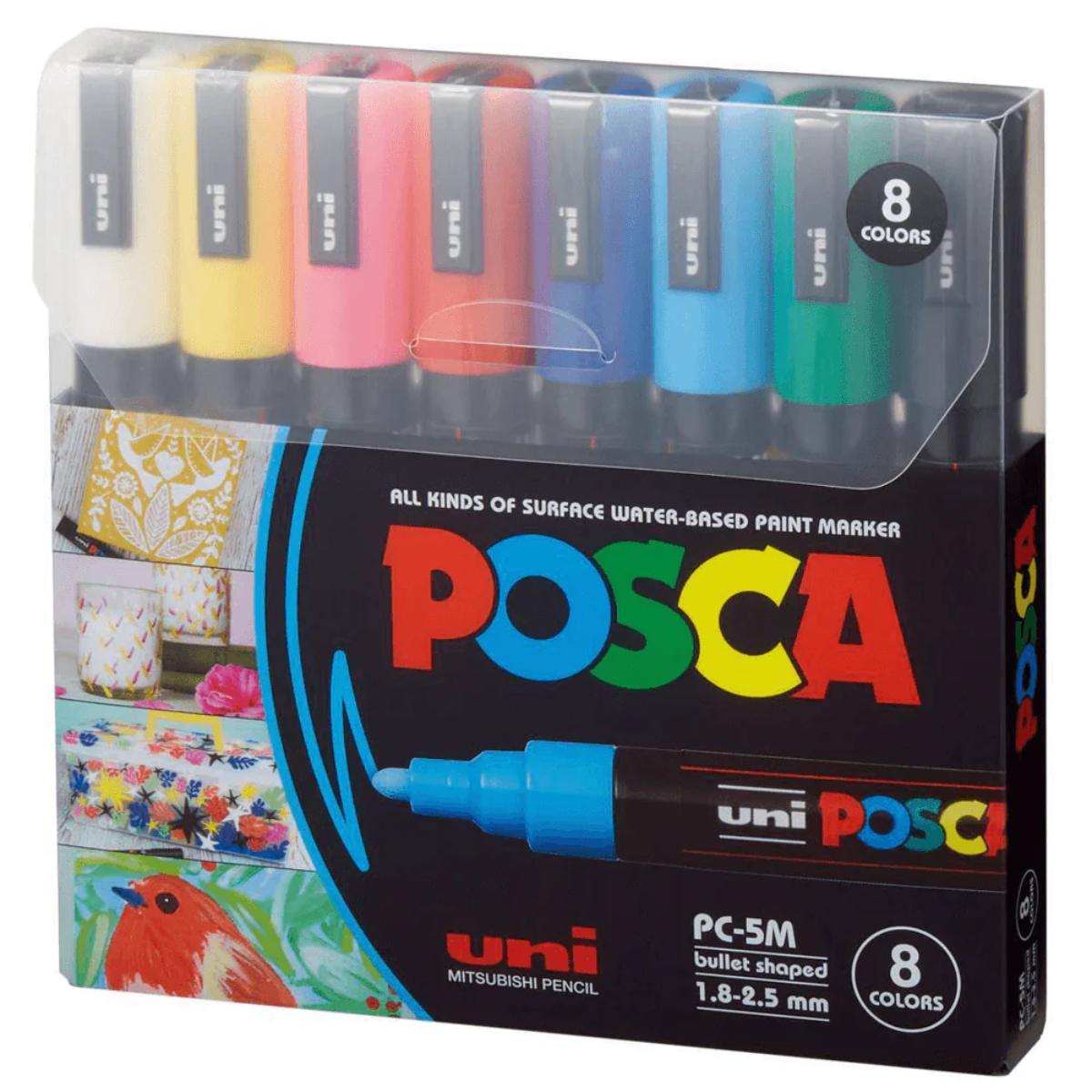  Estojo Caneta Posca  Pc-5m Ponta Media 2.5Mm com 8 Cores