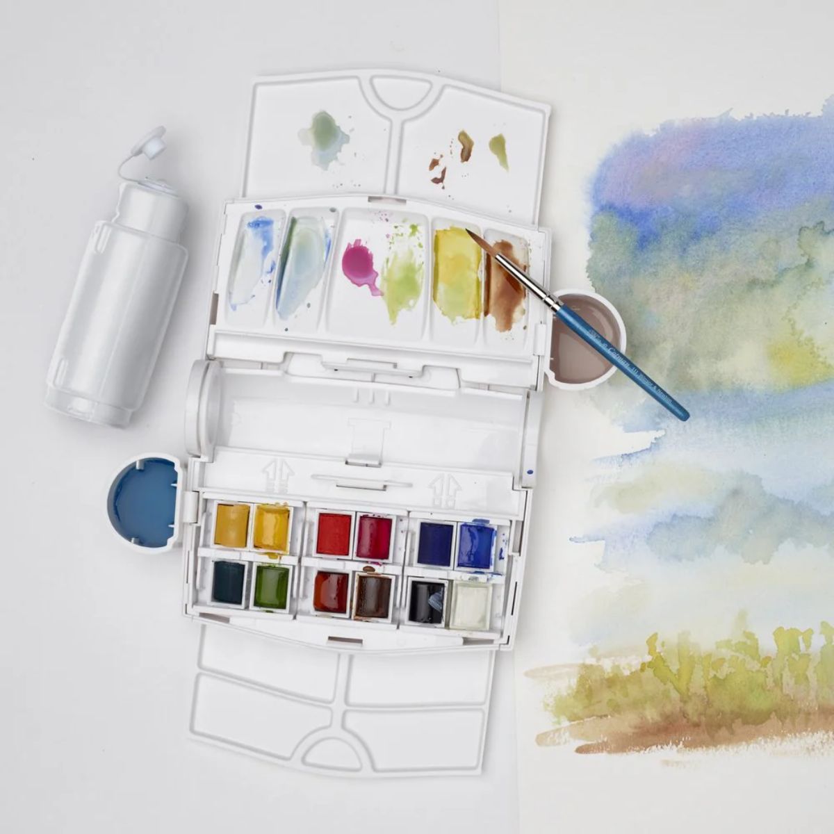 Estojo Tinta Aquarela Pastilha Cotman Winsor & Newton Field Plus com 15 Peças