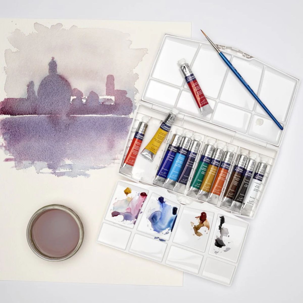 Estojo Tinta Aquarela Cotman Winsor & Newton Painting Plus 8ml com 13 Pecas
