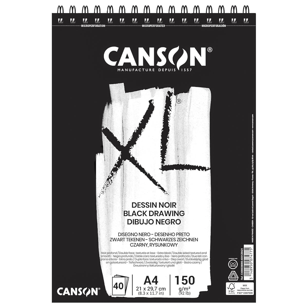 Bloco Papel Canson Xl Dessin Noir 150 g/m²