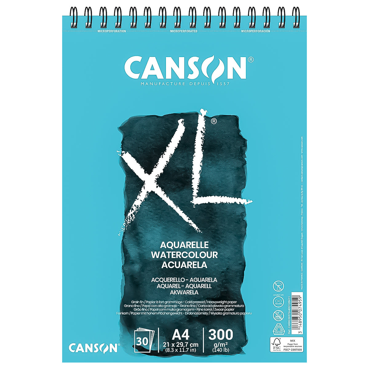 Bloco Papel Canson Xl Aquarelle 300 g/m²