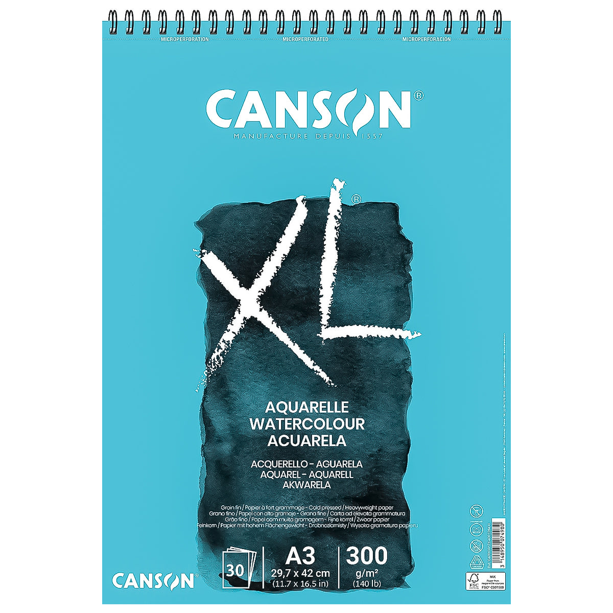 Bloco Papel Canson Xl Aquarelle 300 g/m²