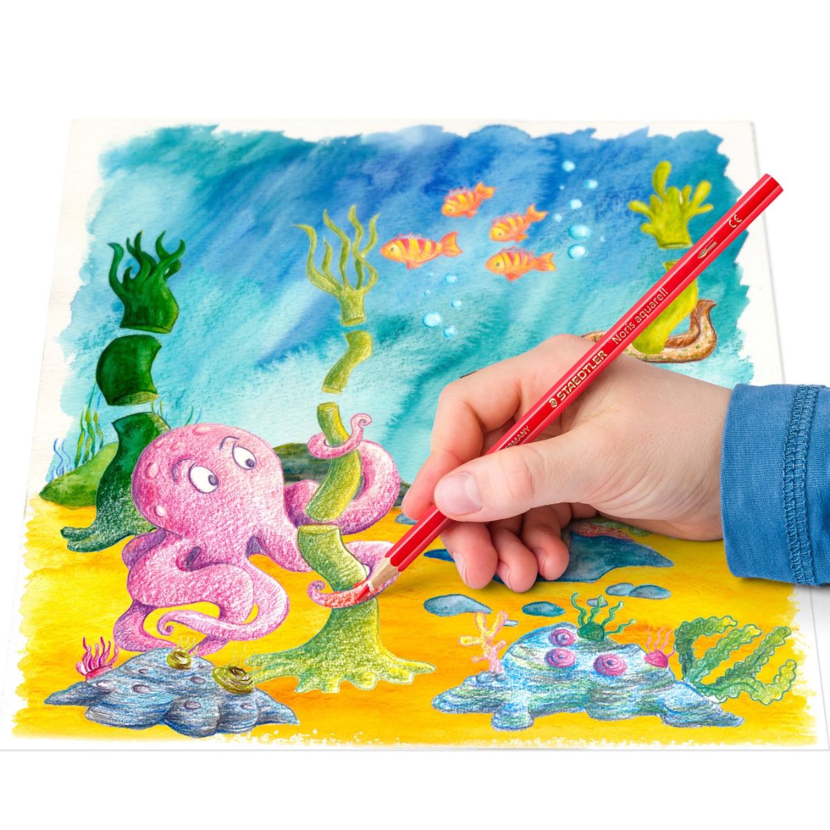 Estojo de Lápis de Cor Staedtler Noris Aquarelável com 24 Cores e 1 Pincel
