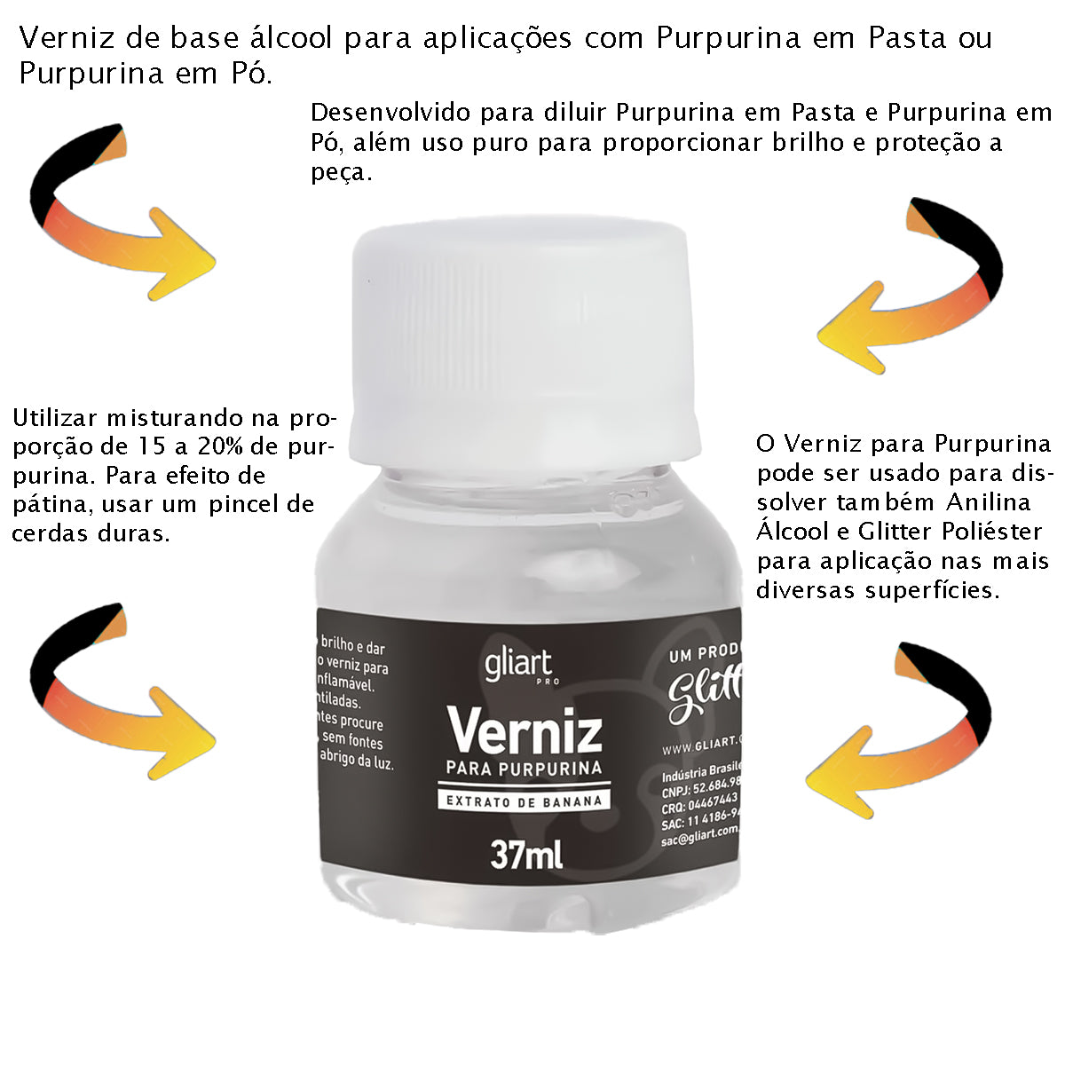 Verniz para Purpurina 37ml Gliart