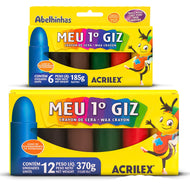 Estojo Giz de Cera Acrilex Meu Primeiro Giz com 6 Cores