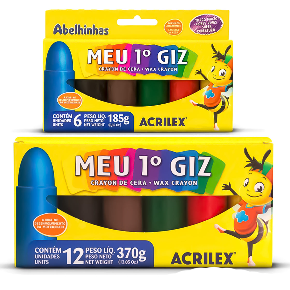 Estojo Giz de Cera Acrilex Meu Primeiro Giz com 6 Cores