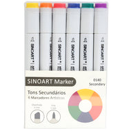 Marcador Artístico Sinoart Tons Secundários com 06 Cores