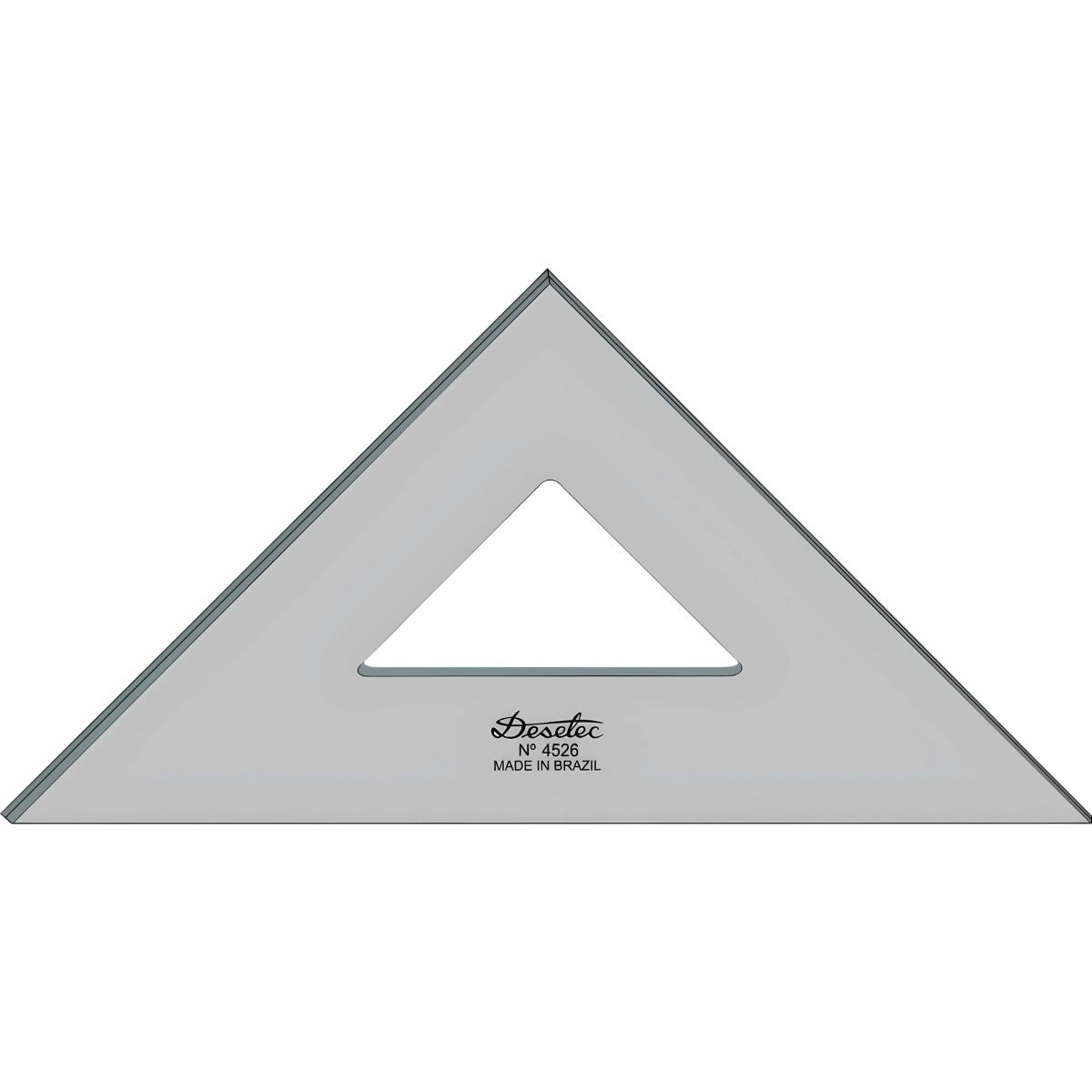 Esquadro Acrílico Trident Fumê 26cm sem Escalas - Ângulo 45° com Rebaixo para Tinta - Modelo 4526
