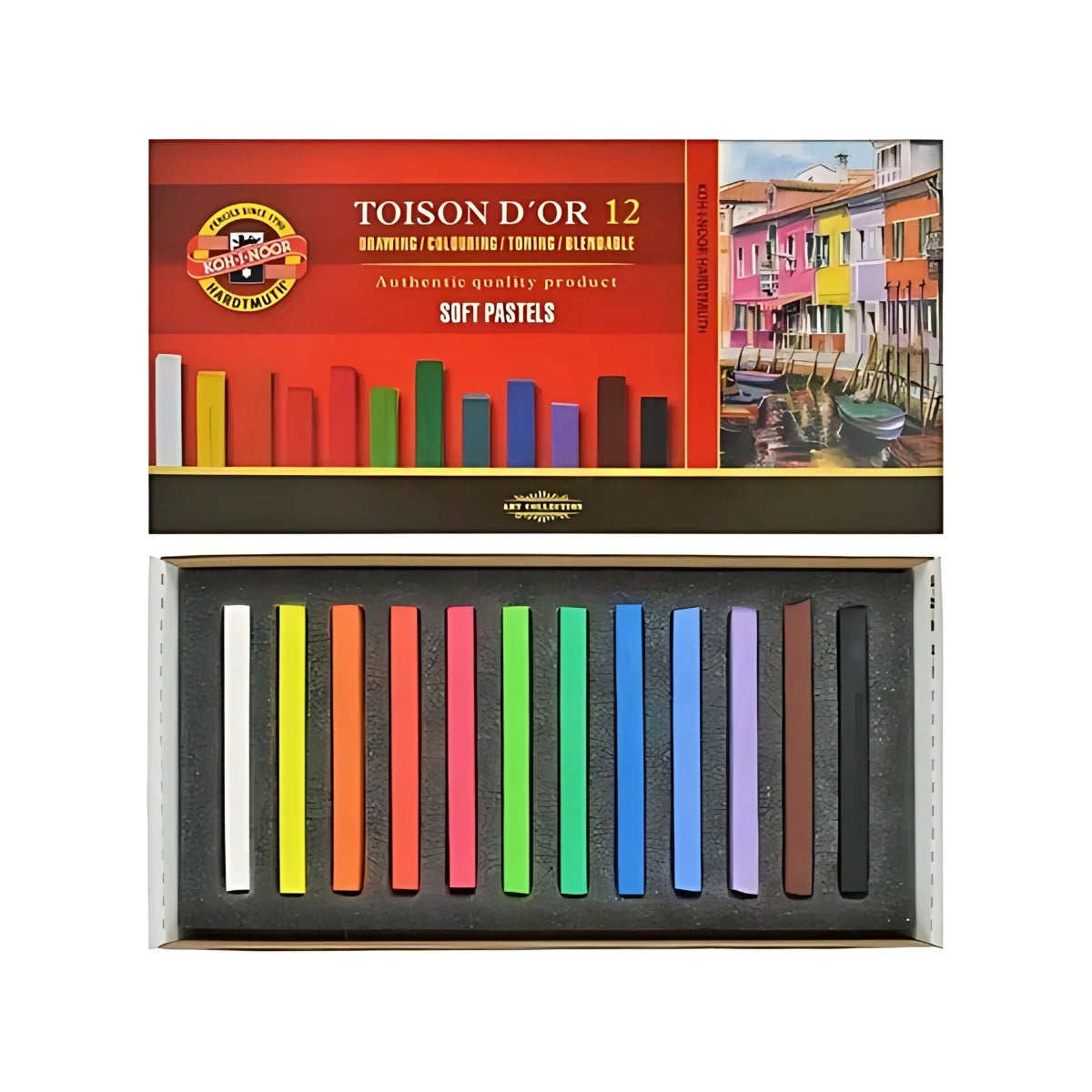 Estojo Giz Pastel Seco Carré Toison 12 Cores D'or - Koh-i-noor - 8582