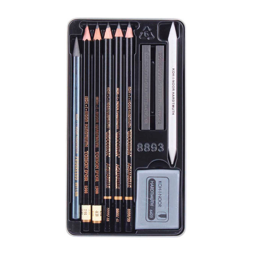 Estojo Metálico Desenho Gioconda 11 Itens - Koh-i-noor - 8893