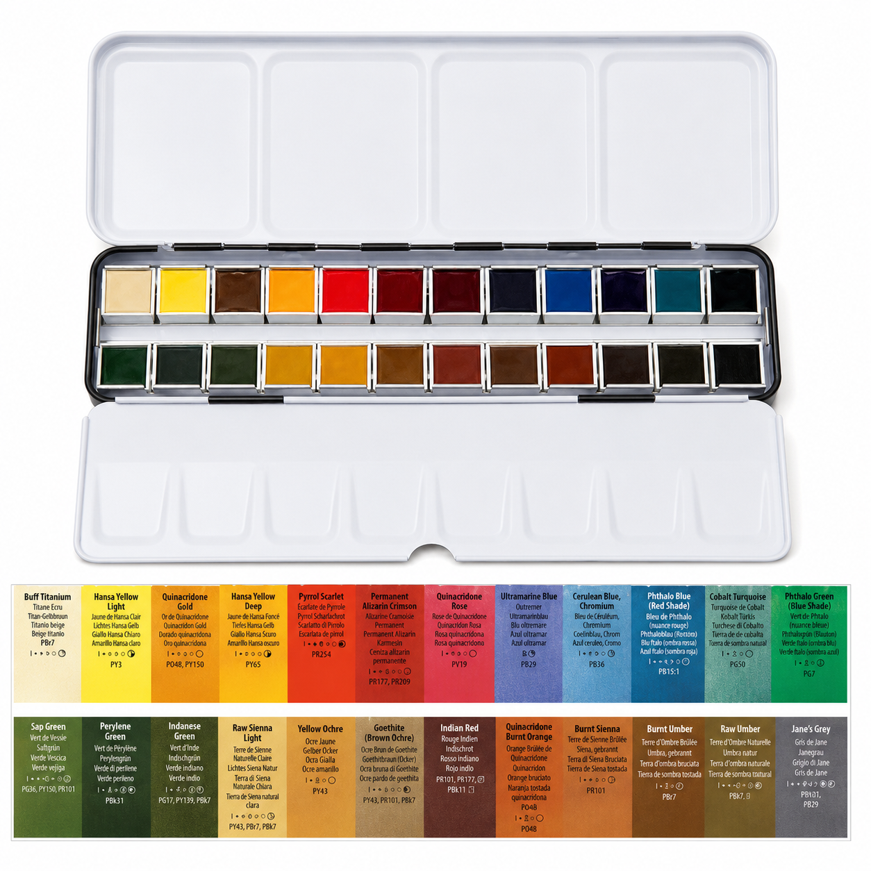 Estojo Metal Aquarela 24 Pastilhas Half Pan - Daniel Smith