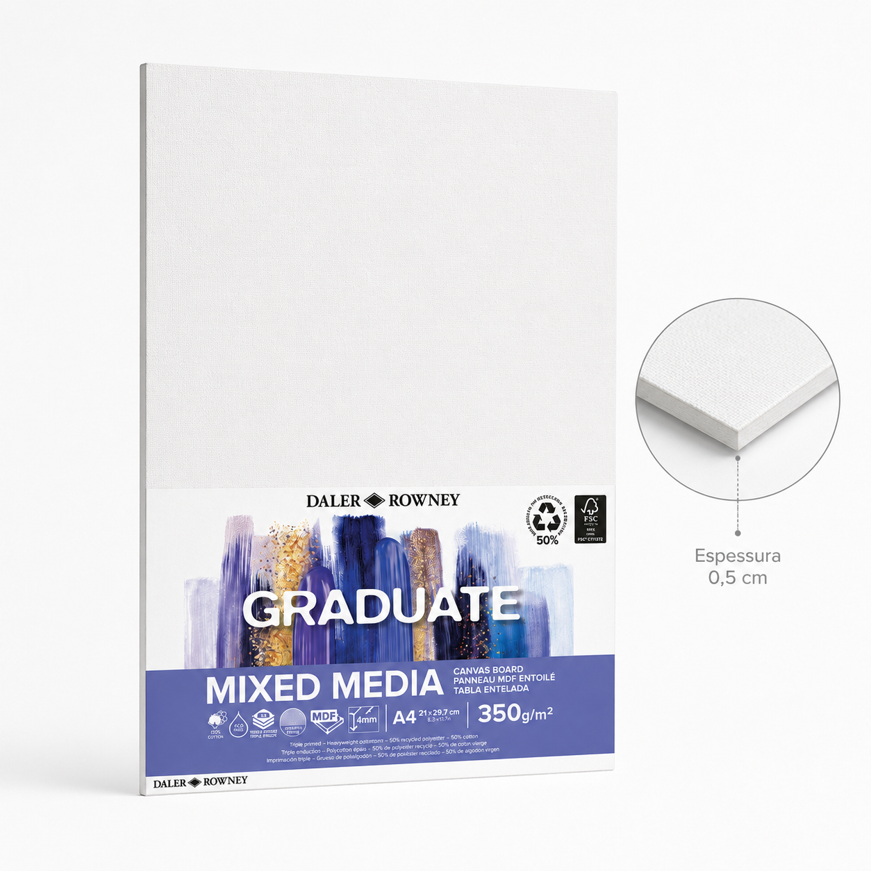 Cartão Telado Graduate Canvas Panel 350g/m² 21x29,7cm - Daler-rowney