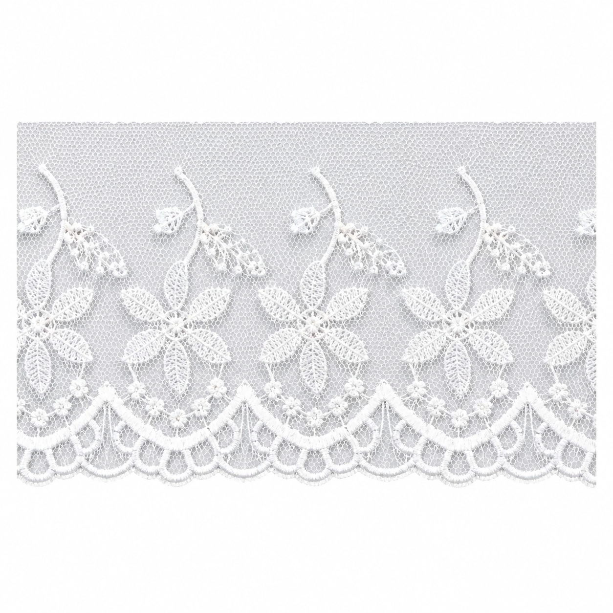 Bordado em Organza para Costura e Artesanato Bo003 Branco 8cmx13,7m - Artepunto