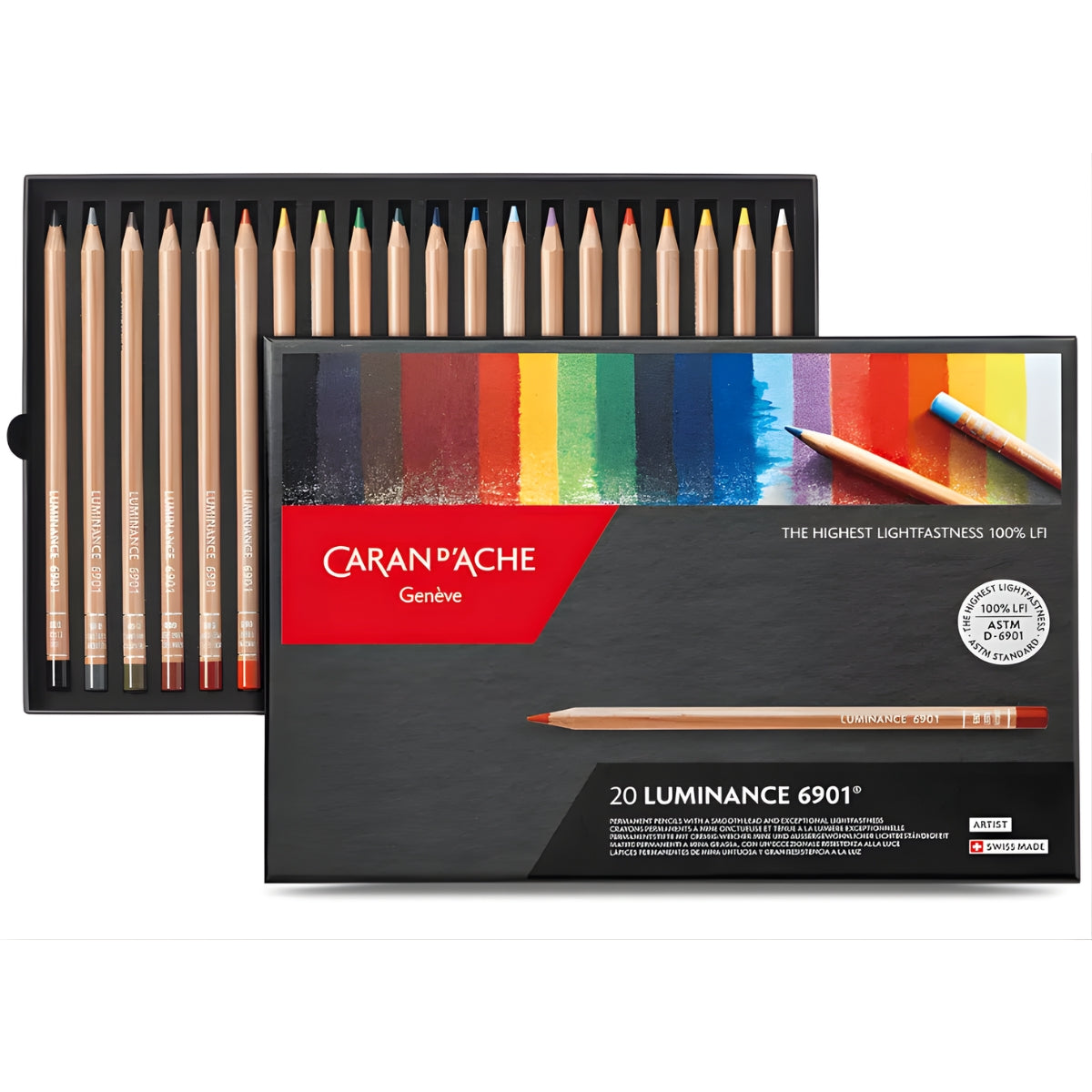 Estojo Lápis de Cor Caran D'ache Luminance com 20 Cores
