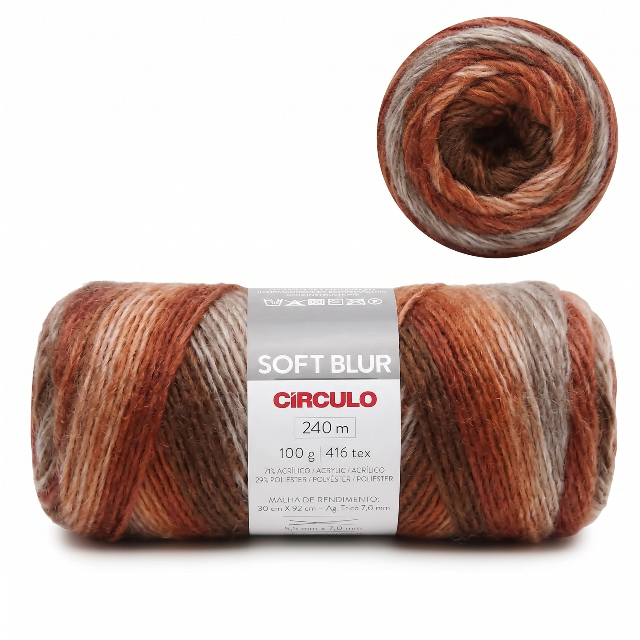 Fio Soft Blur Acrílico e Poliéster Crochê Tricô 100g 240m Tex 416 - Círculo