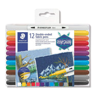 Caneta para Tecido Staedtler Ponta Dupla 12 Cores
