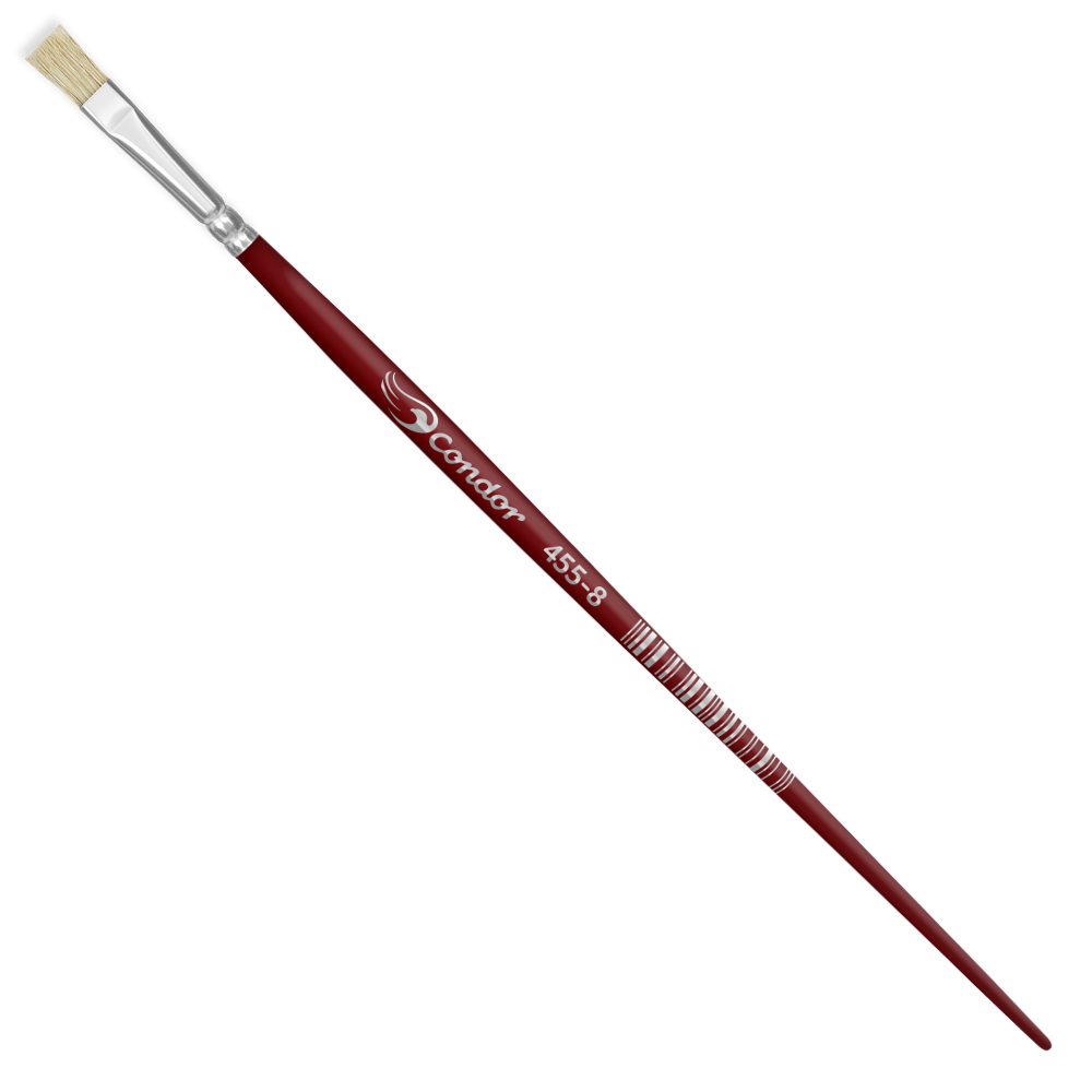 Pincel Condor 455 Chato Plano Cerda Alvejada Cabo Curto