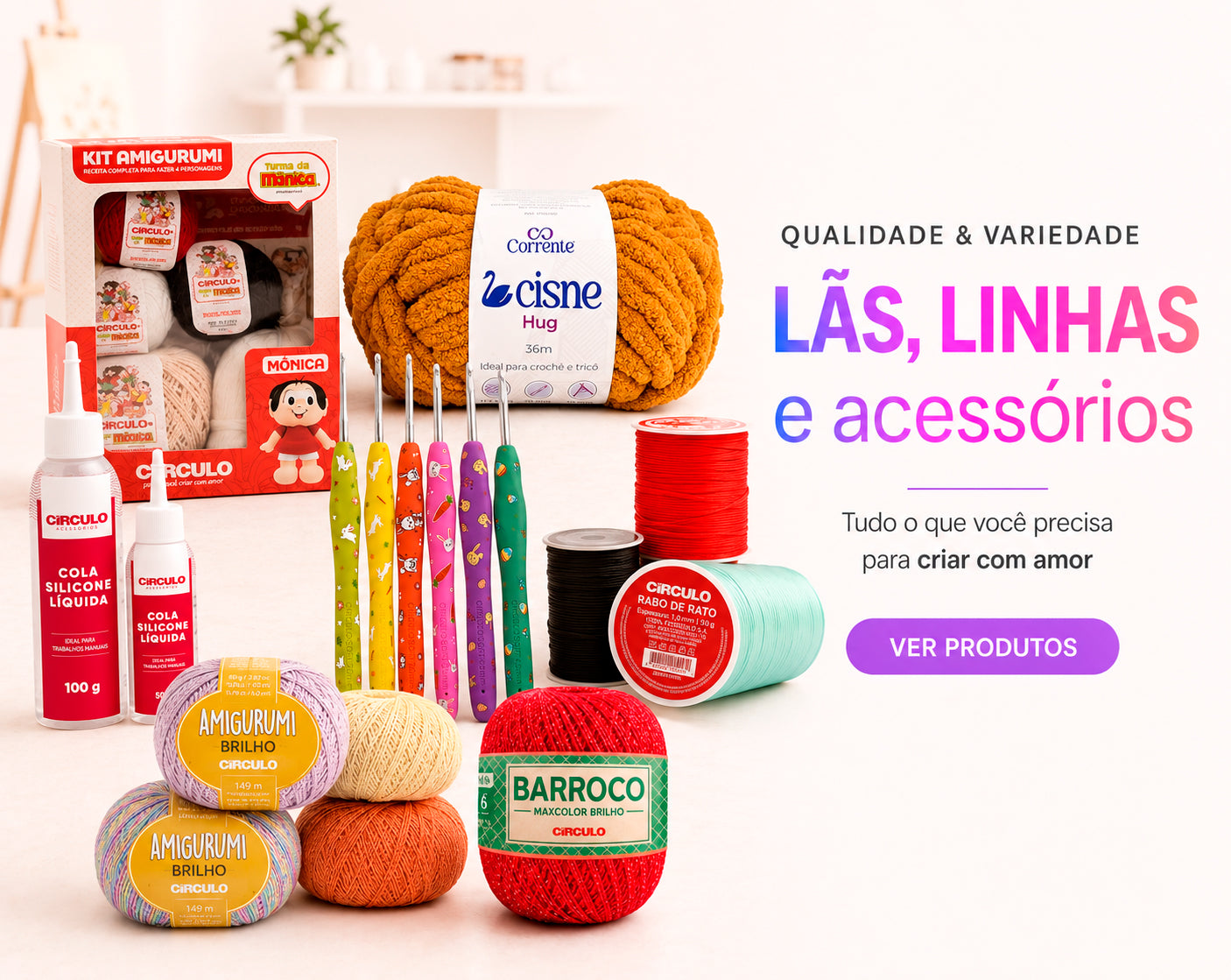 Lãs, Fios e Acessórios para Crochê e Tricô