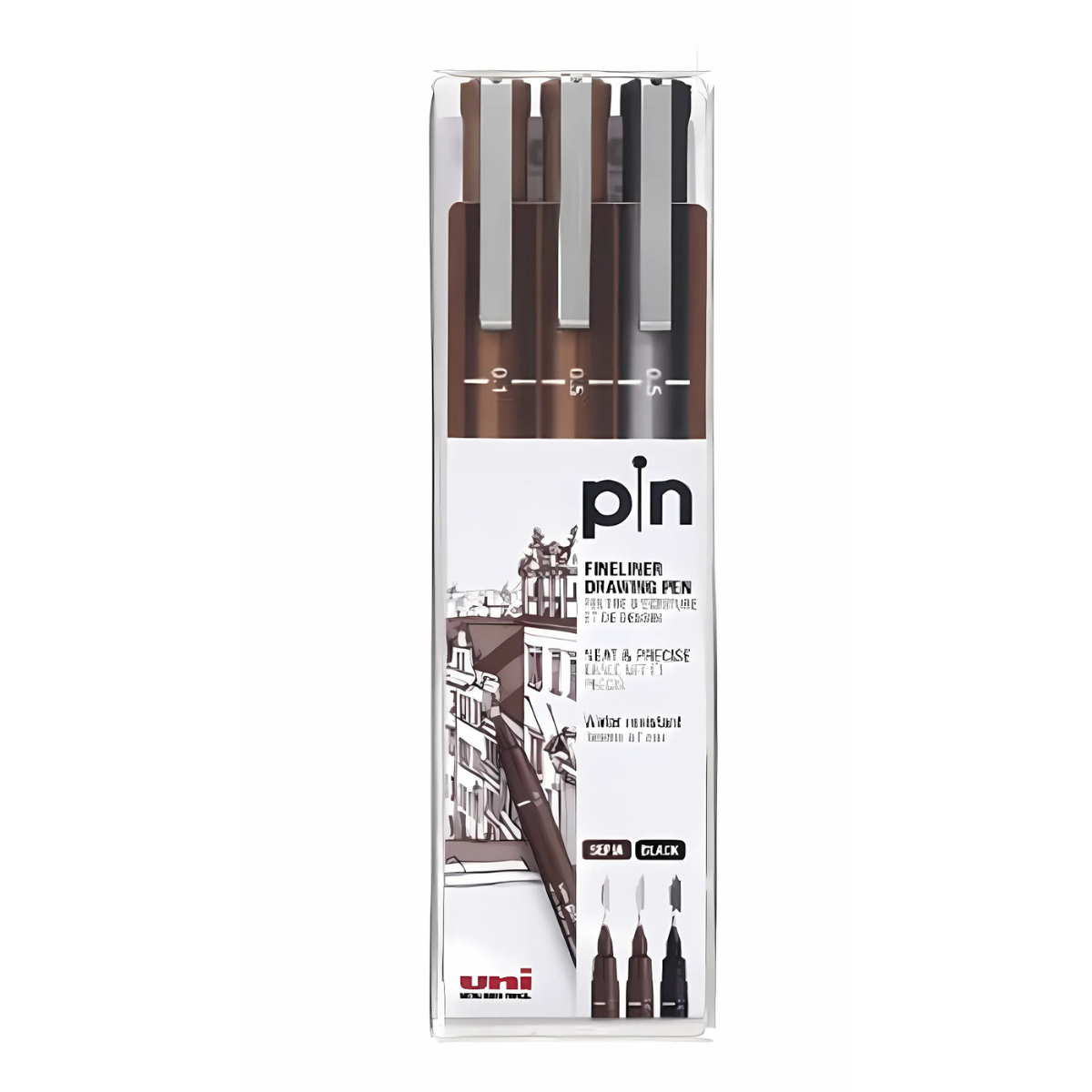 Estojo Caneta Tecnica Pin Fine Line com 3 Unidades