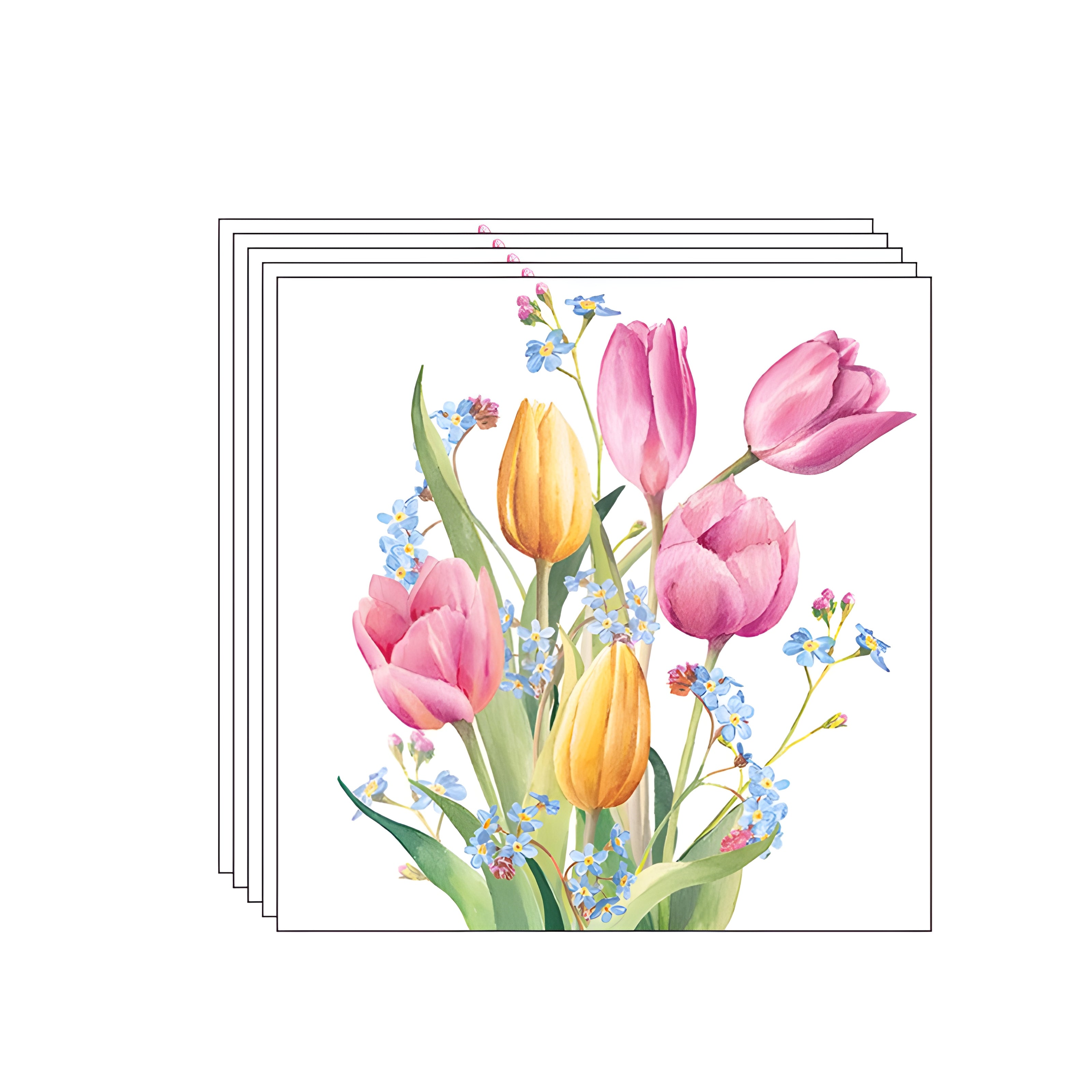 Guardanapo para Decoupage Ambiente 33x33cm com 2 Unidades - Buquê de Tulipas