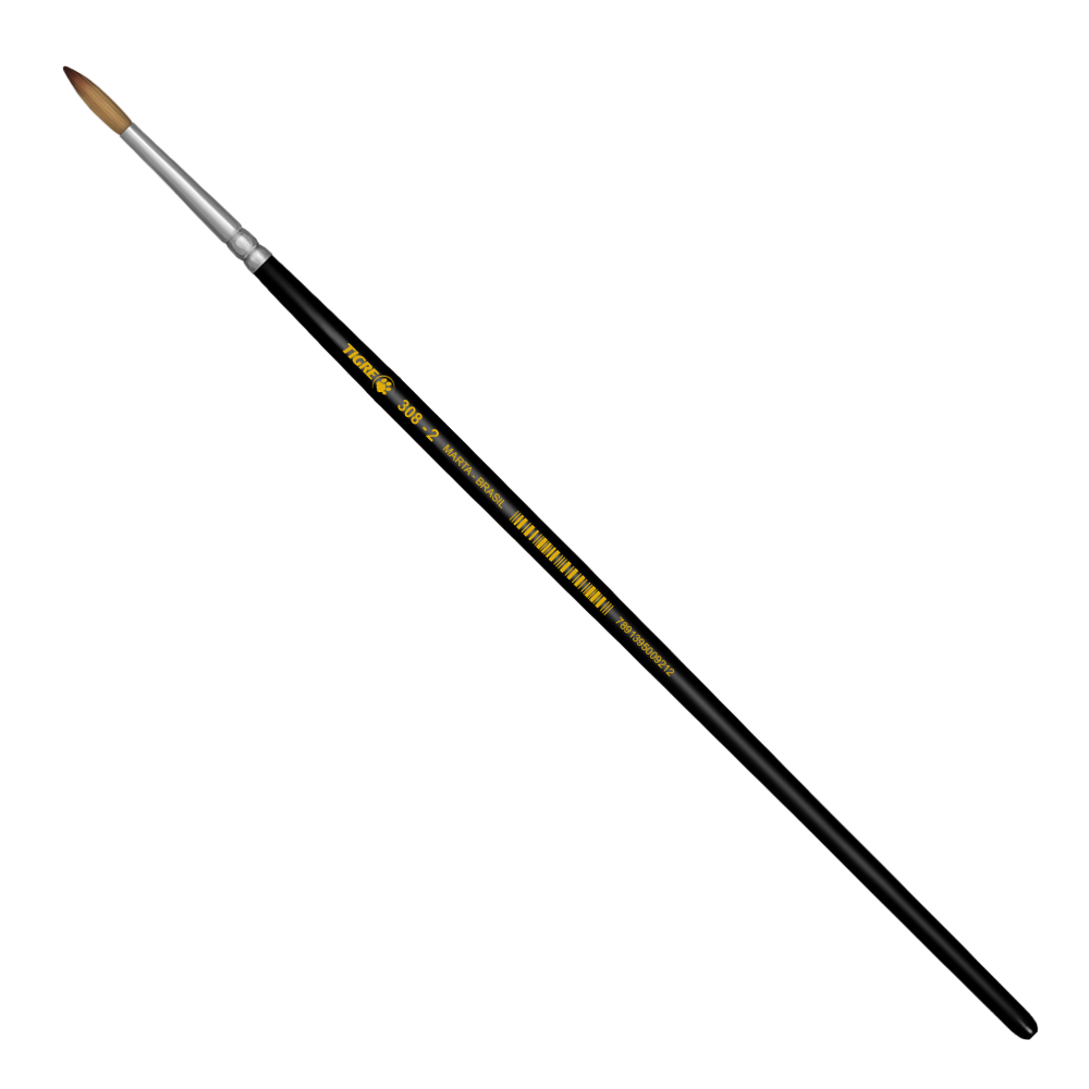 Pincel Redondo Aquarela Tigre 308 Pelo de Marta