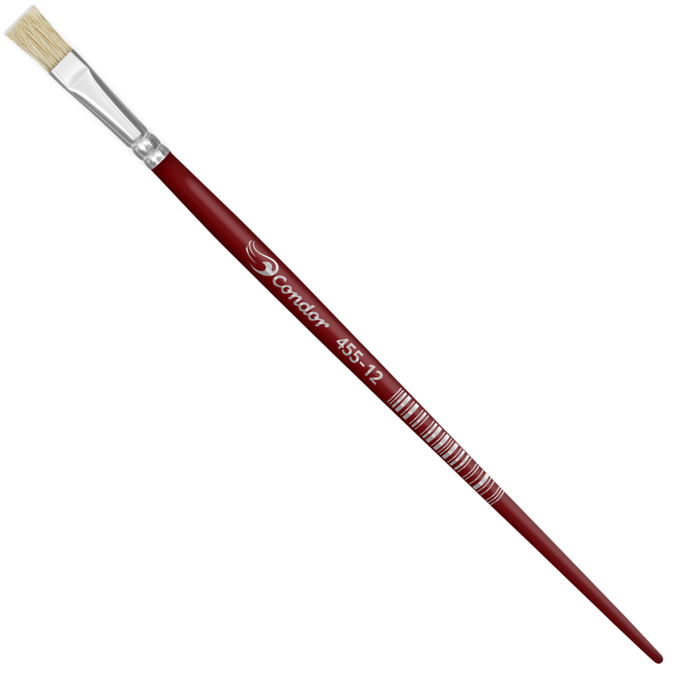 Pincel Condor 455 Chato Plano Cerda Alvejada Cabo Curto