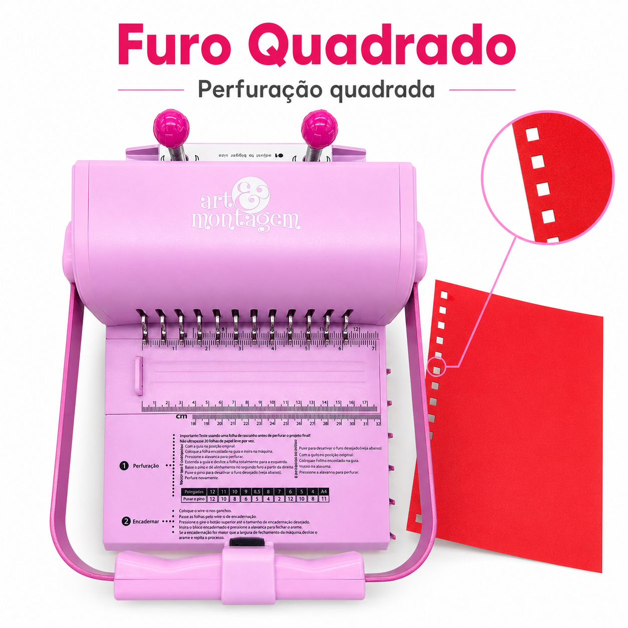 Encadernadora Bindart Conjugada Modelo Cinch 2:1 Furo Quadrado ENC1 - Art & Montagem