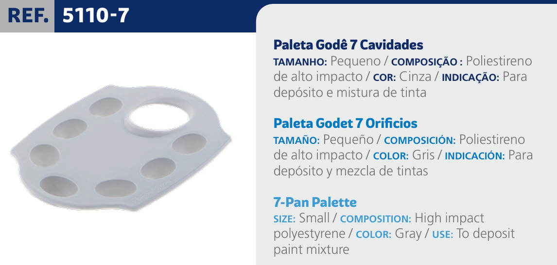 Paleta para Pintura Tigre 5110-007 Godê 7 Cavidades