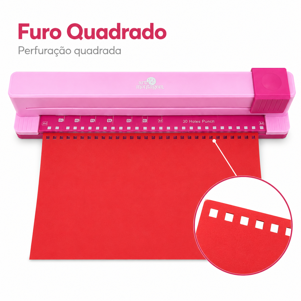 Furador Encadernação A4 A5 A6 A7 B5 B6 B7 Furo Quadrado Fen3 - Art & Montagem